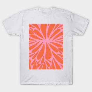 Retro abstract floral burst - orange and pink T-Shirt